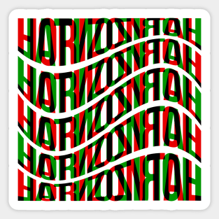 Horizontal Waves Typography (Red Green Black) Sticker